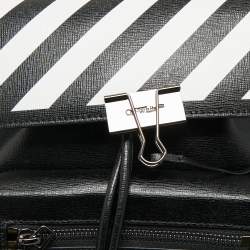 Pre Owned Off-White Black/White Leather Diag Drawstring Backpack