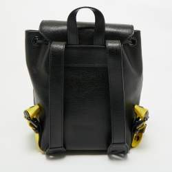 Pre Owned Off-White Black/White Leather Diag Drawstring Backpack