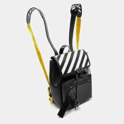 Pre Owned Off-White Black/White Leather Diag Drawstring Backpack