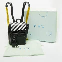 Pre Owned Off-White Black/White Leather Diag Drawstring Backpack