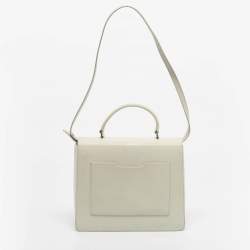 Pre Owned Off-White White Leather Graffiti 4.3 Jitney Top Handle Bag