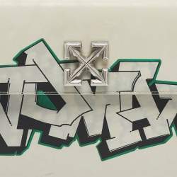 Pre Owned Off-White White Leather Graffiti 4.3 Jitney Top Handle Bag