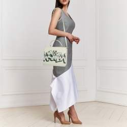 Pre Owned Off-White White Leather Graffiti 4.3 Jitney Top Handle Bag