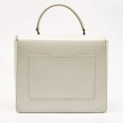 Pre Owned Off-White White Leather Graffiti 2.8 Jitney Top Handle Bag