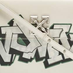 Pre Owned Off-White White Leather Graffiti 2.8 Jitney Top Handle Bag