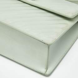 Pre Owned Off-White Mint Green Diagonal Quilted Leather Jitney 2.0 Shoulder Bag