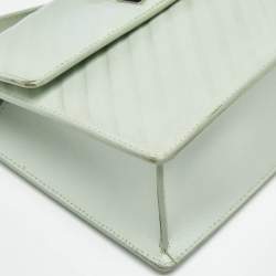 Pre Owned Off-White Mint Green Diagonal Quilted Leather Jitney 2.0 Shoulder Bag