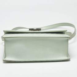 Pre Owned Off-White Mint Green Diagonal Quilted Leather Jitney 2.0 Shoulder Bag