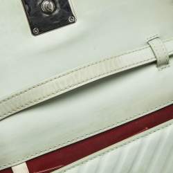 Pre Owned Off-White Mint Green Diagonal Quilted Leather Jitney 2.0 Shoulder Bag