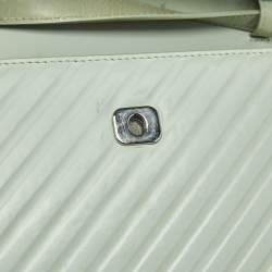 Pre Owned Off-White Mint Green Diagonal Quilted Leather Jitney 2.0 Shoulder Bag