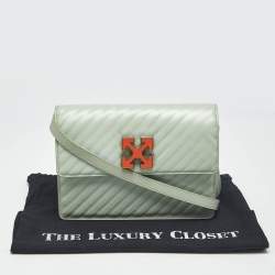 Pre Owned Off-White Mint Green Diagonal Quilted Leather Jitney 2.0 Shoulder Bag
