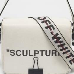 Pre Owned Off-White White/Black Leather Sculpture Binder Clip Crossbody Bag