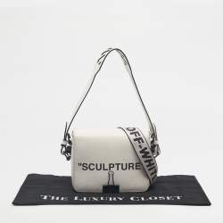 Pre Owned Off-White White/Black Leather Sculpture Binder Clip Crossbody Bag