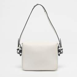 Pre Owned Off-White White/Black Leather Sculpture Binder Clip Crossbody Bag
