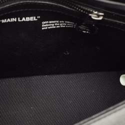 Pre Owned Off-White Black/White Diagonal Print Leather Binder Clip Crossbody Bag