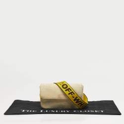 Pre Owned Off-White Cream/Yellow Denim Flap Crossbody Bag