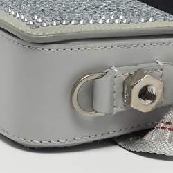 مملوكة مسبقًا Off-White Binder Clip Crystal Embellishment Baby Pale Blue Leather and Suede Convertible Belt Bag