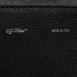 Pre Owned حقيبة كروس أوف وايت مشبك ملف جلد مطبوع مائل أسود