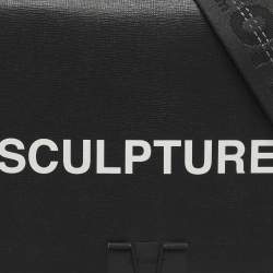 Pre Owned حقيبة كروس أوف وايت مشبك ملف جلد مطبوع مائل أسود