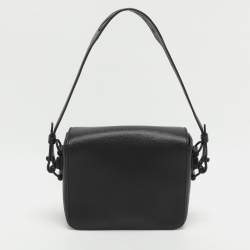 Pre Owned حقيبة كروس أوف وايت مشبك ملف جلد مطبوع مائل أسود