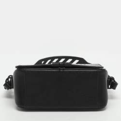 Pre Owned حقيبة كروس أوف وايت مشبك ملف جلد مطبوع مائل أسود