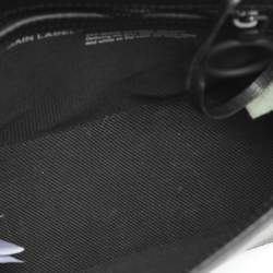 Pre Owned حقيبة كروس أوف وايت مشبك ملف جلد مطبوع مائل أسود