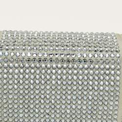 Pre Owned Off-White c/o Virgil Abloh Baby Flap Light Grey Suede Crystal Embellished Bag