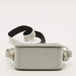 Pre Owned Off-White c/o Virgil Abloh Baby Flap Light Grey Suede Crystal Embellished Bag