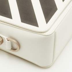 Pre Owned Off-White Binder Clip Mini White/Black Leather Diag Stripe Shoulder Bag