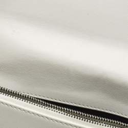 مملوكة مسبقًا حقيبة كروس أوف وايت مشبك ملف منحوت جلد أسود