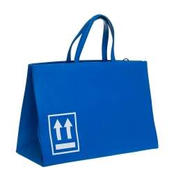 Pre Owned Off-White Blue Leather Medium Box Tote 
