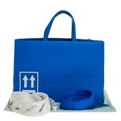 Pre Owned Off-White Blue Leather Medium Box Tote 