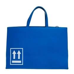 Pre Owned Off-White Blue Leather Medium Box Tote 