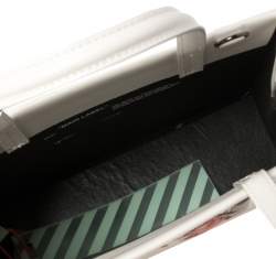 Off-White White Leather Floral Print Mini Box Bag
