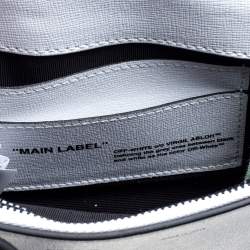 Pre Owned Off-White White/Black Diag Print Leather Binder Clip Crossbody Bag