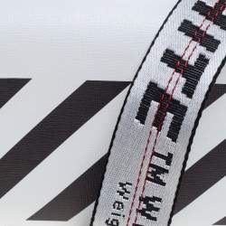 Pre Owned Off-White White/Black Diag Print Leather Binder Clip Crossbody Bag