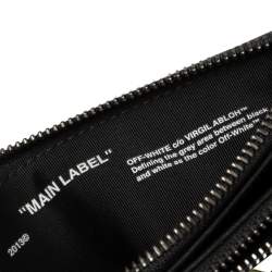 Pre Owned Off-White Black Leather Double Flat Wristlet Pouch
