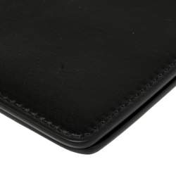 Pre Owned Off-White Black Leather Double Flat Wristlet Pouch