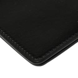 Pre Owned Off-White Black Leather Double Flat Wristlet Pouch