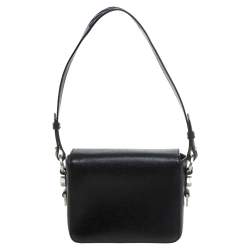 Pre Owned حقيبة كروس أوف وايت جلد مطبوع أبيض/أسود خطوط مائلة