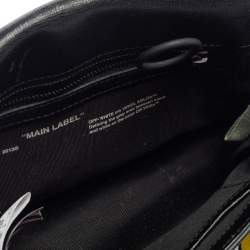 Pre Owned حقيبة كروس أوف وايت مشبك ملف جلد مطبوع مائل أسود 