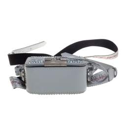Pre Owned Off-White Ash Blue Crystal Embellishment Leather and Suede Baby Binder Flap Bag