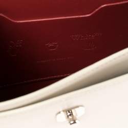 Pre Owned OFF-WHITE White Leather 1.4 Jitney Quote Bag "SALARY INSIDE" Top  Handle Bag