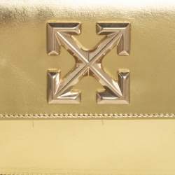 Pre Owned Off White Metallic Gold Leather Jitney 0.7 Shoulder Bag