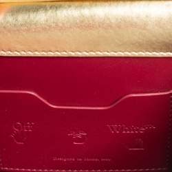 Pre Owned Off White Metallic Gold Leather Jitney 0.7 Shoulder Bag