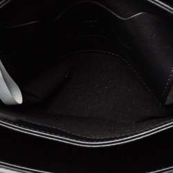 Pre Owned حقيبة كروس أوف وايت مشبك ملف جلد مطبوع مائل أسود 