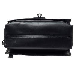 Pre Owned حقيبة كروس أوف وايت مشبك ملف جلد مطبوع مائل أسود 