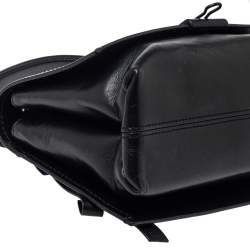 Pre Owned حقيبة كروس أوف وايت مشبك ملف جلد مطبوع مائل أسود 