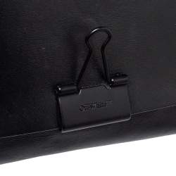 Pre Owned حقيبة كروس أوف وايت مشبك ملف جلد مطبوع مائل أسود 