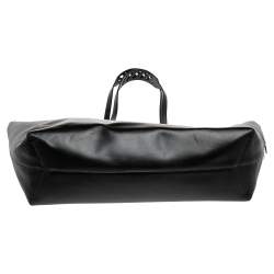 Pre Owned Off-White Black Leather Clip Motif Tote